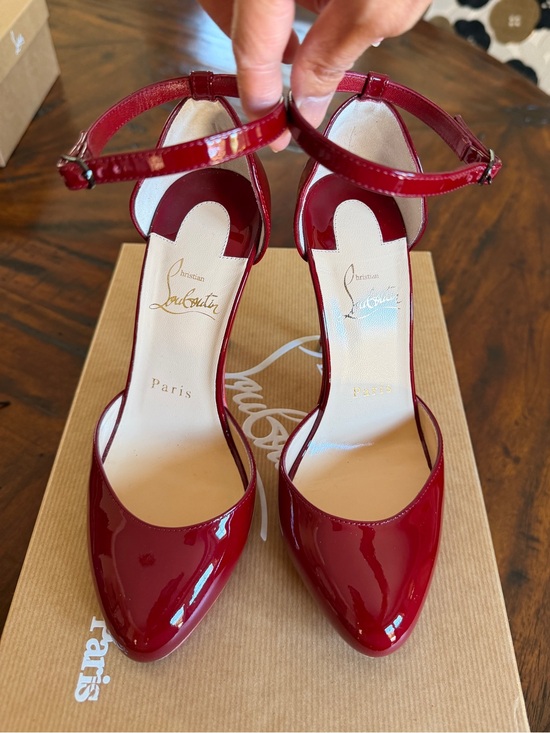 Christian Louboutin Shoes - Christian Louboutin Candy Cherry Red Patent Leather Ankle-Strap Pumps